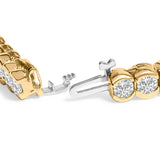 14K Yellow Gold 8.00 Cttw Half Bezel Set Diamond Tennis Bracelet (H-I Color, SI2-I1 Clarity) - 7" Inches