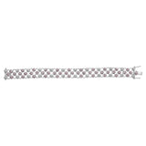 14K White Gold Pink Sapphire and Diamond Floral Lattice Link Bracelet - 7.25" Inches