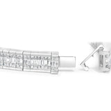14K White Gold 7 7/8 Cttw Princess and Baguette Diamond Eternity Line Tennis Bracelet (G-H Color, SI1-SI2 Clarity) - 7" Inches