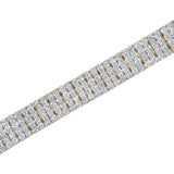 IGI Certified 14K Yellow Gold Plated Sterling Silver 10.0 Cttw Diamond 4 Row Tennis Bracelet
