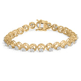 14K Yellow Gold Plated .925 Sterling Silver 3 9/10 Cttw Diamond Buttercup Style Tennis Bracelet