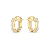 14k Two Tone Gold Double Round Hoops