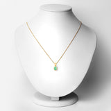 18K Yellow Gold Plated 0.67 Carat Genuine Emerald and White Topaz .925 Sterling Silver Pendant