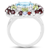 5.43 Carat Genuine Multi Stone .925 Sterling Silver Ring