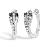 10K White Gold 1/5 Cttw Diamond Snake Eyes Huggy Hoop Earrings