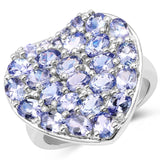 3.96 Carat Genuine Tanzanite .925 Sterling Silver Ring