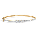 10K Yellow Gold Plated .925 Sterling Silver 2.0 Cttw Lab Grown Diamond Bezel Set Bangle Bracelet