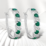 1.08 Carat Genuine Emerald and White Topaz .925 Sterling Silver Earrings