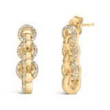 14K Yellow Gold Plated .925 Sterling Silver 1/2 Cttw Diamond Chain Link Drop Earrings (H-I Color, I1-I2 Clarity)