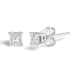 .925 Sterling Silver 1/4 Cttw Princess-Cut Diamond Solitaire Stud Earrings (H-I Color, I3 Clarity)