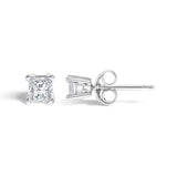 .925 Sterling Silver 1/4 Cttw Princess-Cut Diamond Solitaire Stud Earrings (H-I Color, I3 Clarity)