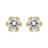 14K White Gold 1/2 Cttw Round Diamond Crown Stud Earring (I-J Color, I1-I2 Clarity)