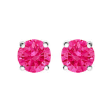 14K White Gold 1/2 Cttw Round Brilliant Cut Lab Grown Pink Diamond 4-Prong Classic Solitaire Earrings (Pink Color, VVS2-VS1 Clarity)