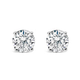 14K White Gold 1.0 Cttw Round Brilliant Cut Lab Grown White Diamond 4-Prong Classic Solitaire Stud Earrings (F-G Color, VS1-VS2 Clarity)