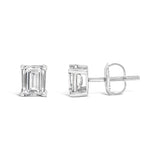 14K White Gold 1 Cttw Emerald Cut Lab-Grown Diamond Solitaire Stud Earrings with Screw Backs