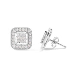 10K White Gold 5/8 Cttw Diamond Square Shaped Composite Stud Earrings (I-J Color, I1-I2 Clarity)