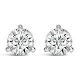 14K White Gold 2 Cttw Round Lab-Grown Diamond 3-Prong Martini Solitaire Screwback Stud Earrings