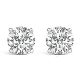 14K White Gold 4.0 Cttw Round Lab Grown Diamond Solitaire Stud Earrings with Screw Backs