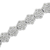 .925 Sterling Silver 2.0 cttw Diamond 7 Stone Floral Cluster Link Bracelet (I-J Color, I3 Clarity) -7.25"