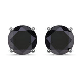 3.48 Carat Genuine Black Diamond 14K White Gold Earrings