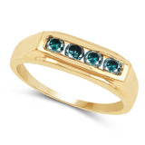 14K Yellow Gold Plated 0.48 Carat Genuine Blue Diamond .925 Sterling Silver Ring