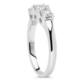 14K White Gold  3/4 Cttw Lab Grown Diamond 3 Stone Ring Band (F-G Color, VS2-SI1 Clarity)- Size 7