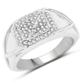 14K White Gold Plated 0.24 Carat Genuine White Diamond .925 Sterling Silver Ring