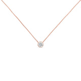 10K Rose Gold 1/3 Carat Round Brilliant-Cut Diamond Modern Bezel-Set Solitaire 16"-18" Pendant Necklace (H-I Color, SI2-I1 Clarity)