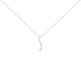 AGS Certified 14k White Gold 3.0 Cttw Baguette and Brilliant Round-Cut Diamond Journey 18" Pendant Necklace (K-L Color, I1-I2 Clarity)