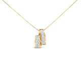 14K Yellow Gold 1 5/8 Cttw Princess and Baguette Diamond Duo Bar Pendant Necklace (G-H Color, VS2-SI1 Clarity) - 18"