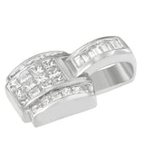 14K White Gold 2 1/5 Cttw Princess Cut Composite Diamond Pendant with Diamond Bale Pendant Necklace (H-I Color,SI1-SI2 Clarity) - NO CHAIN INCLUDED