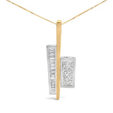 18K Yellow and White Gold 1 7/8 Cttw Princess Baguette Diamond Key Shaped 18" Pendant Necklace (H-I Color, SI1-SI2 Clarity)