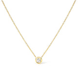 2 Micron 14K Rose Gold Plated Sterling Silver Bezel-Set Diamond Solitaire Pendant Necklace (1/3 cttw, H-I Color, I1-I2 Clarity)