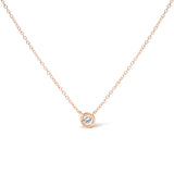 10K Rose Gold 1/2 Carat Round Brilliant-Cut Diamond Modern Bezel-Set Solitaire 16"-18" Pendant Necklace (H-I Color, SI2-I1 Clarity)