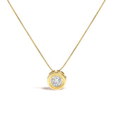 14K Yellow Gold 1 3/8 Cttw Bezel Set Round Diamond Solitaire Pendant Necklace