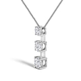 10K White Gold 1/2 Cttw Diamond 3 Stone Drop Pendant Necklace