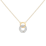 14K Yellow Gold Plated Sterling Silver 1/3 Cttw Diamond Interlocking Circles Necklace