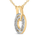 14K Yellow Gold Plated Sterling Silver 1/3 Cttw Diamond Interlocking Circles Necklace