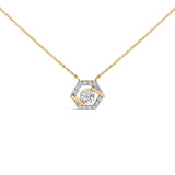 10K Yellow Gold Plated Silver 1.0 Cttw Lab Grown Diamond Hexagon Halo Necklace