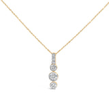 10K Yellow Gold Plated Silver 1 1/2 Cttw Lab Grown Diamond Bezel Set Vertical Drop Pendant Necklace