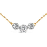 10K Yellow Gold Plated Sterling Silver 1.0 Cttw Lab Grown Diamond Bezel Station Necklace