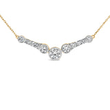10K Yellow Gold Plated Sterling Silver 1 1/2 Cttw Lab Grown Diamond V Bar Necklace