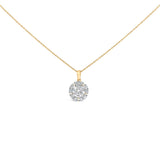 10K Yellow Gold Plated .925 Sterling Silver 2.0 Cttw Lab Grown Diamond Spoked Halo Pendant Necklace
