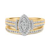 14K Yellow Gold Plated Sterling Silver 1/2 Cttw Marquise Cluster Diamond Bridal Set
