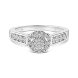 Sterling Silver Diamond Accent Round Cluster Halo Ring