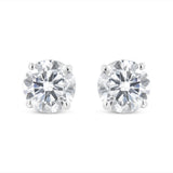 14K White Gold 1 1/2 Cttw Lab Grown Diamond Solitaire Stud Earrings with Screwbacks (F-G Color, VS2-SI1 Clarity)