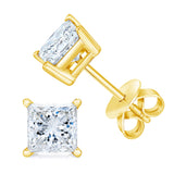 14K Yellow Gold 1/4 Cttw Princess-Cut Square Near Colorless Diamond Classic 4-Prong Solitaire Stud Earrings (H-I Color, I1-I2 Clarity)