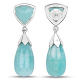 35.10 Carat Genuine Amazonite .925 Sterling Silver Earrings
