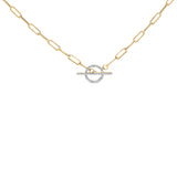 14KT Yellow Gold 1/4 Cttw Diamond  Toggle Clasp Paperclip Link Necklace (I-J Color, I1-I2 Clarity) - 18" Inches