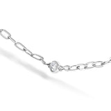 14K White Gold 1/2 Cttw Diamond Bezel Station Paperclip Chain Necklace (H-I Color, SI1-SI2 Clarity) - 18"